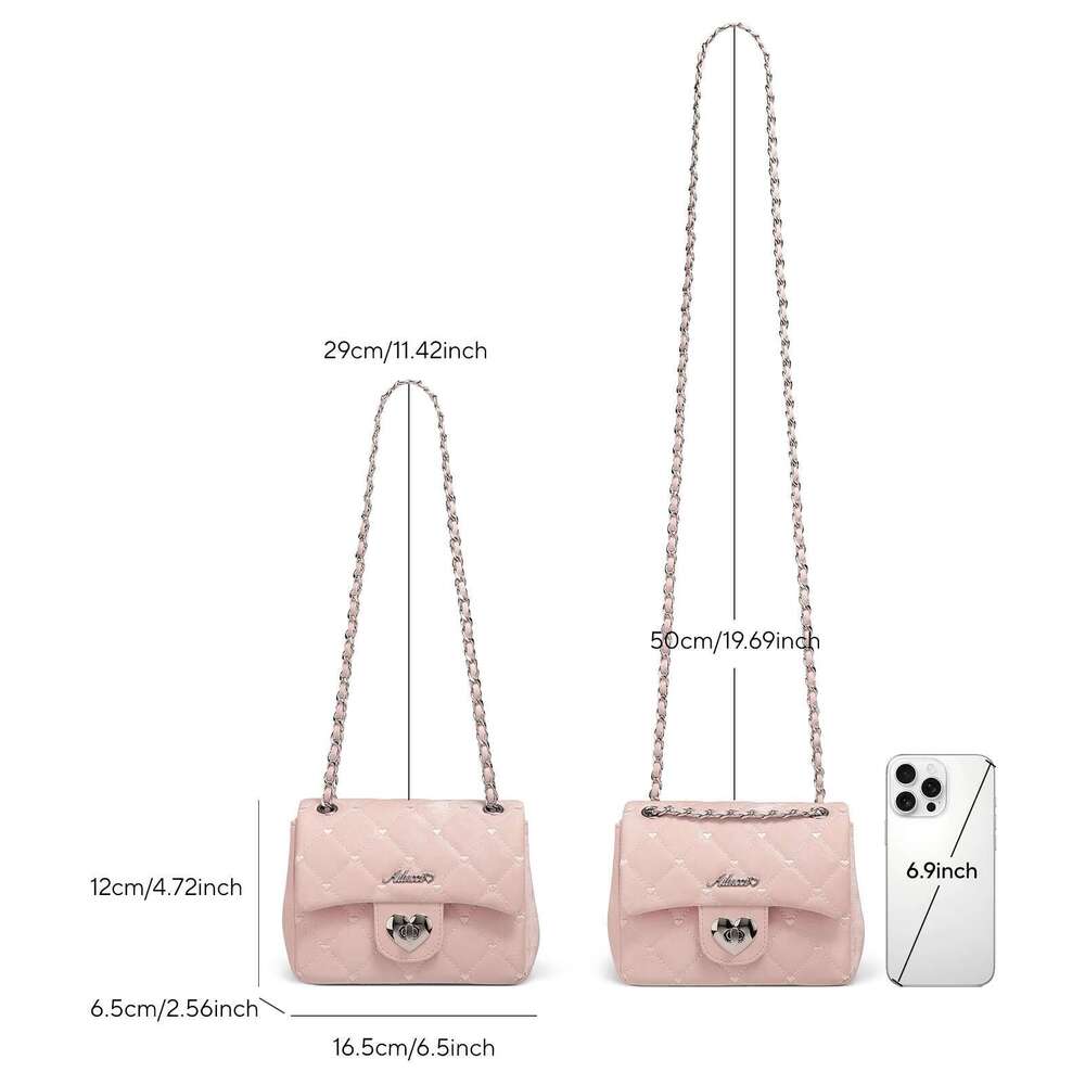 AII Women Chain Mini Pink Love Heart Square For Cosmetics Storage Original Designer Brand Crossbody Fashion Bag
