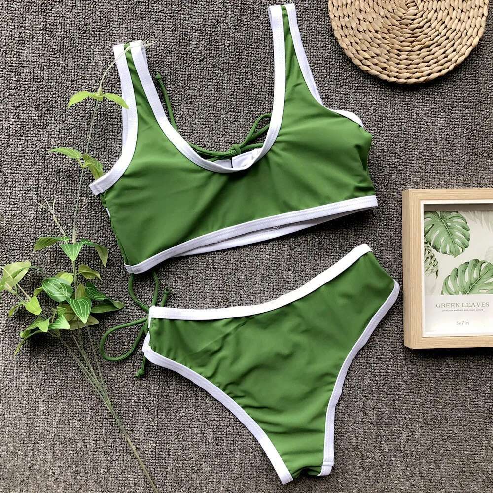 2 Colors Sexy Women Swimwear Swimsuit Rivet String Knotted Bikinis Set Bathing Suit Beach Cool Bikini Female Push Up New