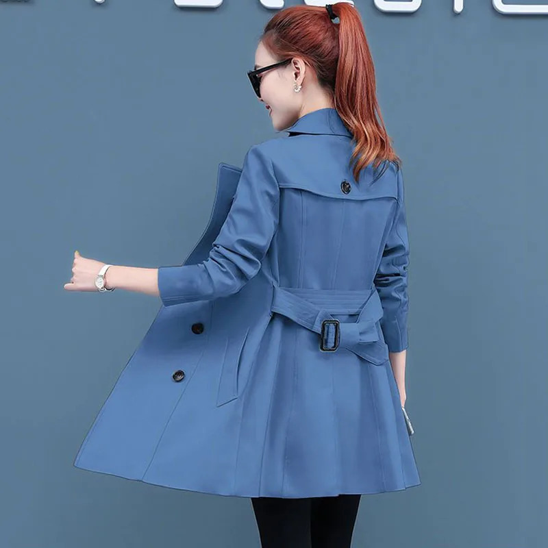 Womens Korean windproof jacket long parka coat casual trench office womens clothing high school spring autumn 250409
