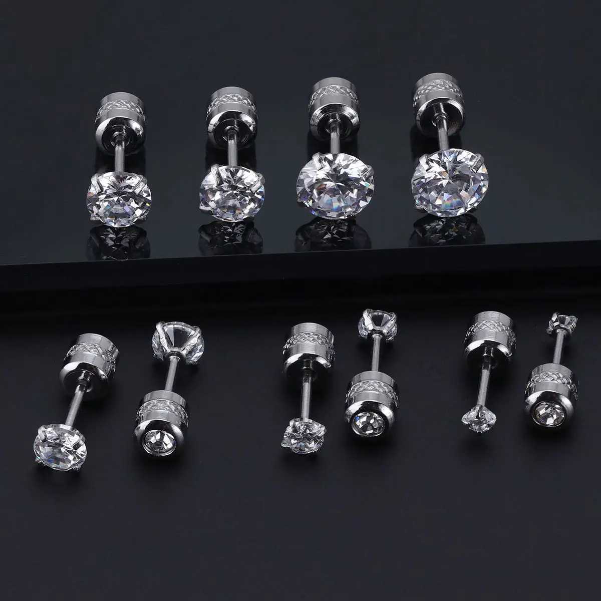 2PC Stainless Steel Mini Crystal CZ Screw Stud Earrings Ear Bone Nail Cartilage Helix Lobe Earring Ear Piercing Body Jewelry 20G Z250408