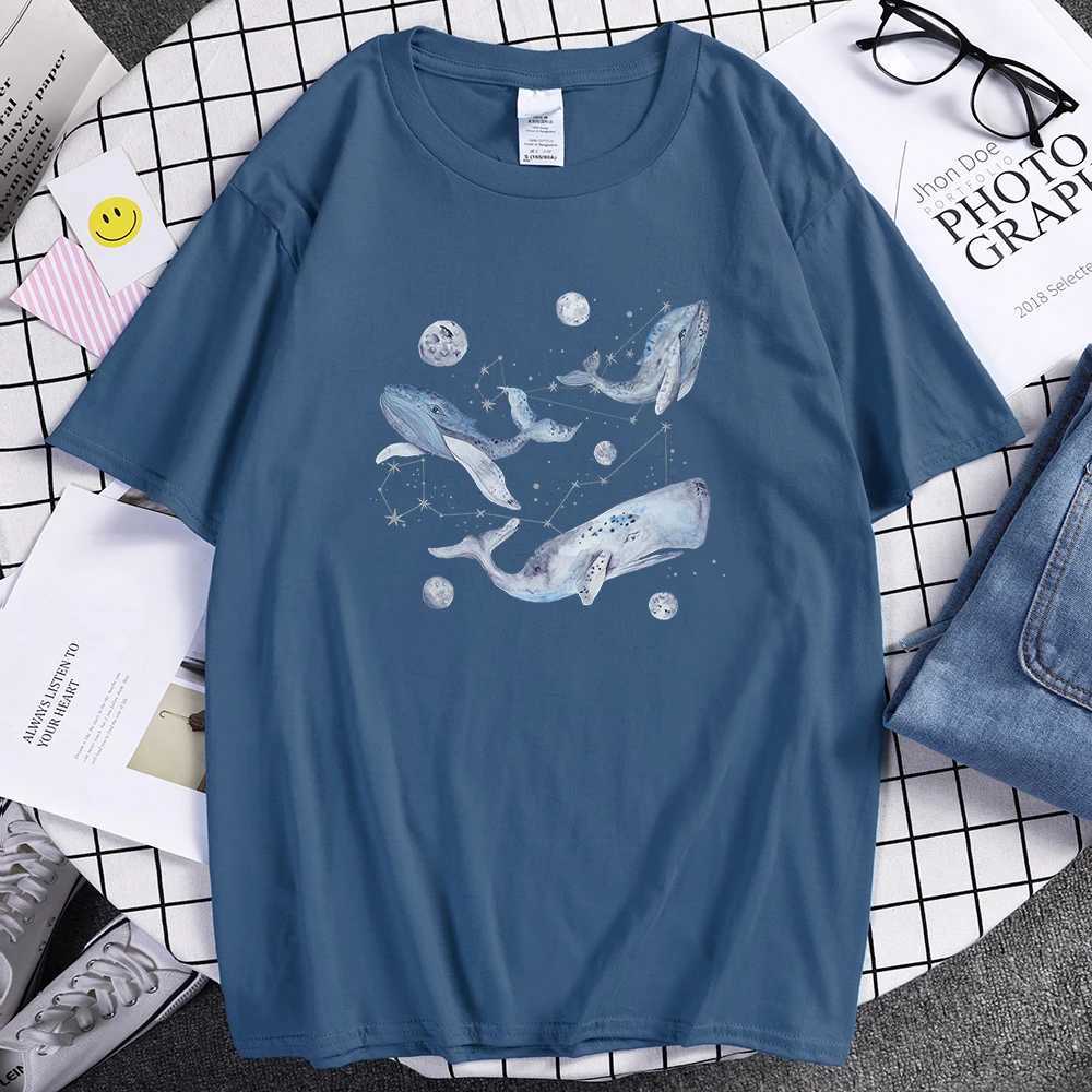 Cartoon Whale Cool Printed Mens T-shirt Retro Summer T-shirt Crewneck Oversized T-shirt Fashionable Breathable Mens T-shirtXJ250409