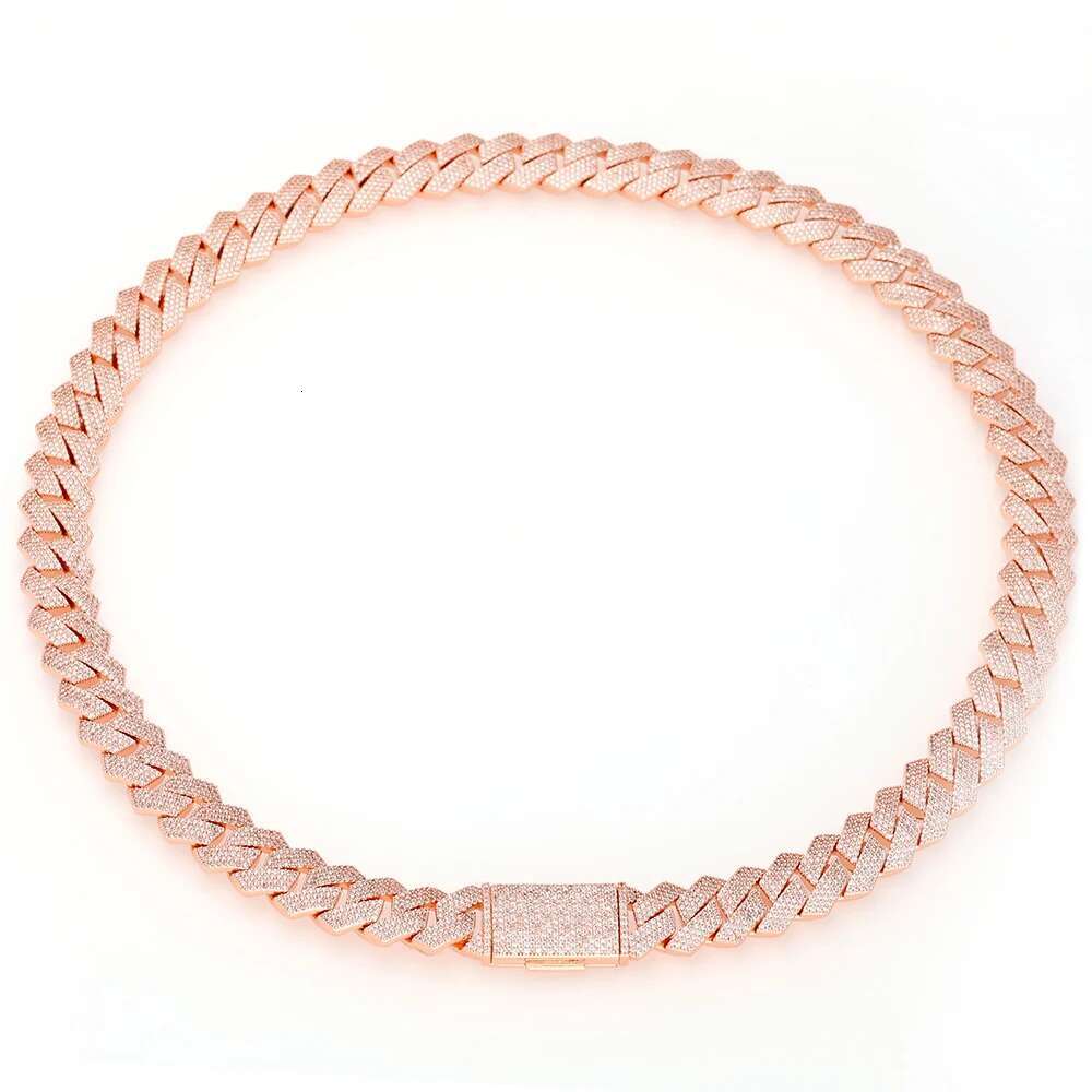 Hip Hop Jewelry 15mm Rose Gold Plated Cuban Link Chain Luxury Women Man Bling Full Iced Diamond Cuban Necklace Christmas Gift