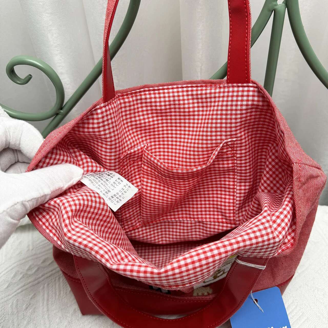 Kawaii Cute Cartoon Ladies Horizontal Solid Colour Square Denim Embroidery Bag Handbag 780601