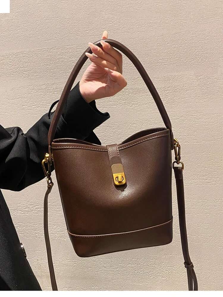 Fashion Women's Genuine Cow Leather Shoulder Bags Ladies Versatile Designer Crossbody Bag Female Bucket Handbags For Lady