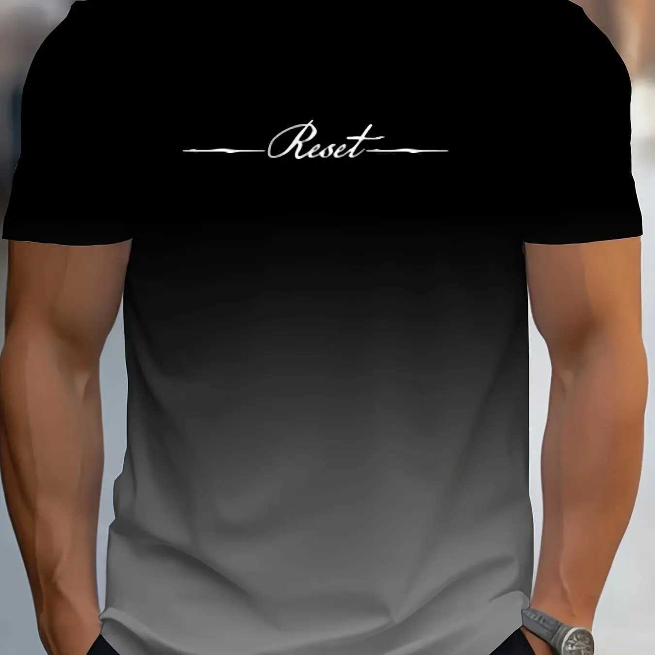 Alphabet Print Gradient Crew collar mens short sleeved T-shirt casual summer T-shirt suitable for daily wear and vacation destinationsXJ250409