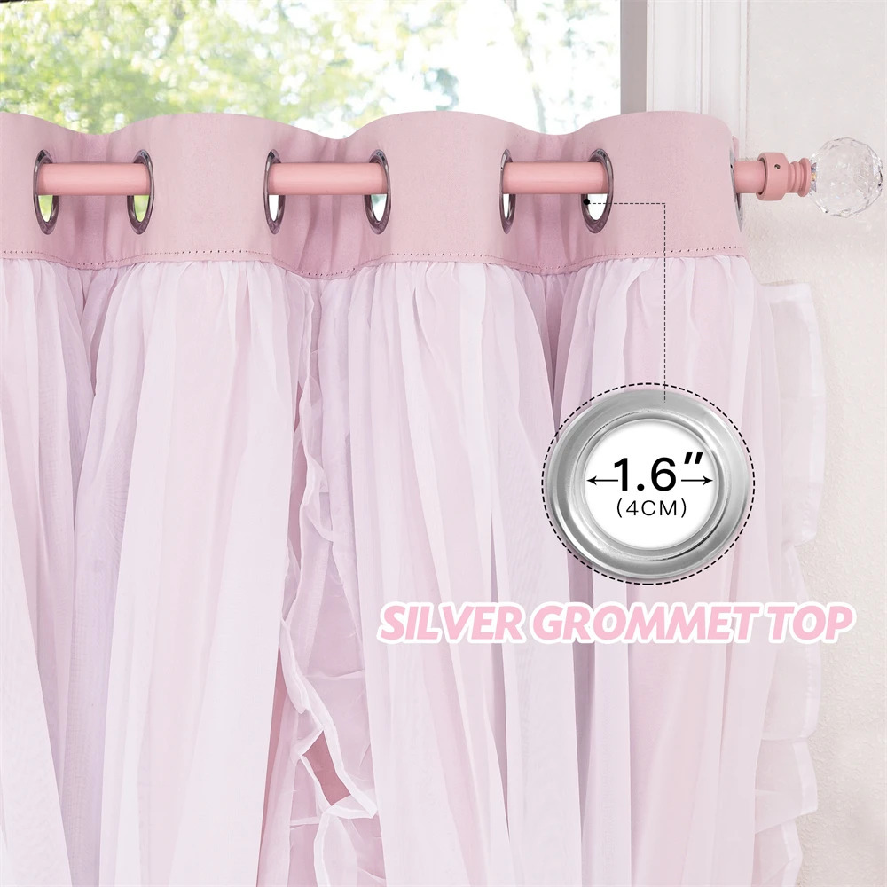RYB HOME 1Pc Power outage curtains Double layered romantic transparent curtains used for decorating living rooms childrens and girls bedrooms 250409