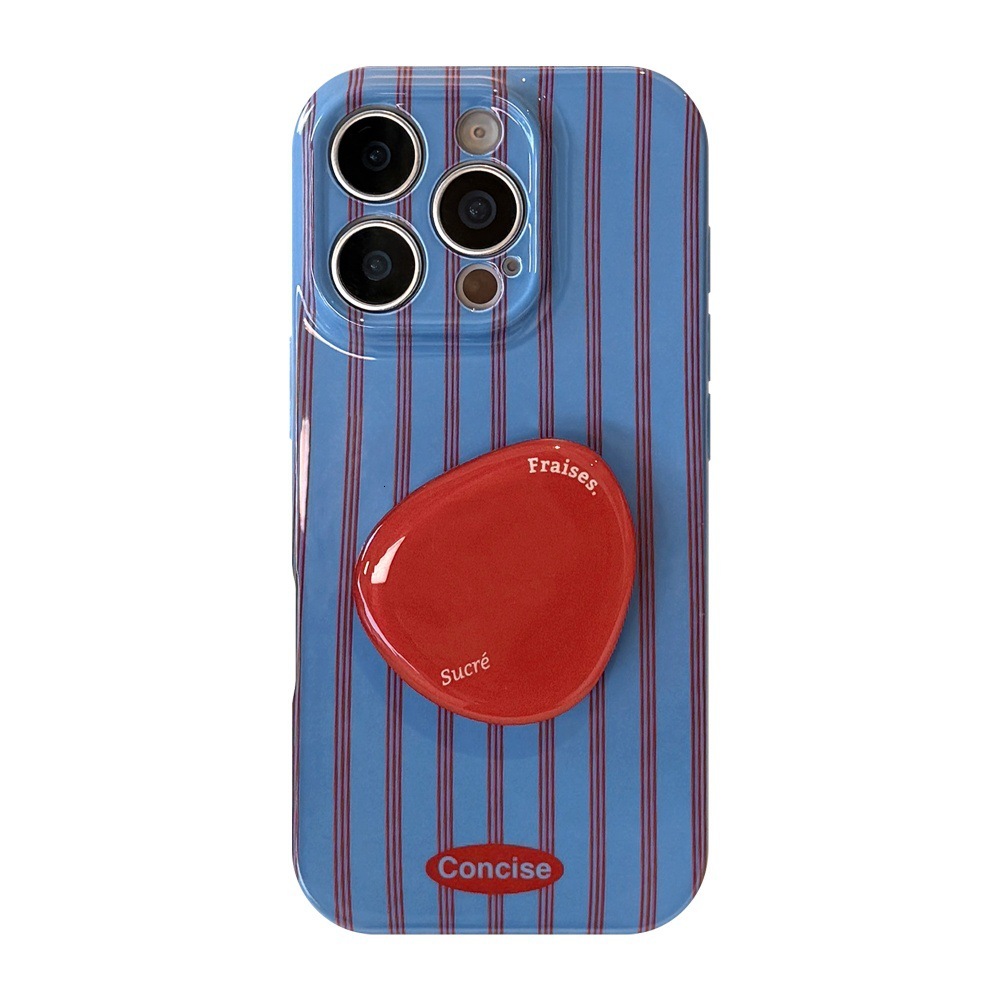 Blue and Red Striped Phone Case Compatible with iPhone 17/16 Pro Max Niche Simple Stand Case iPhone 15/14 Pro