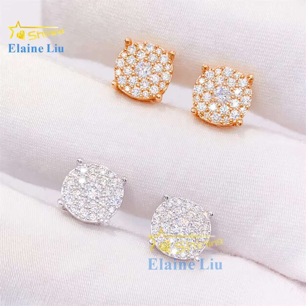 Pass Diamond Tester Hot Selling Custom Sterling Silver Fine Jewelry Diamond Vvs Moissanite Stud Earrings