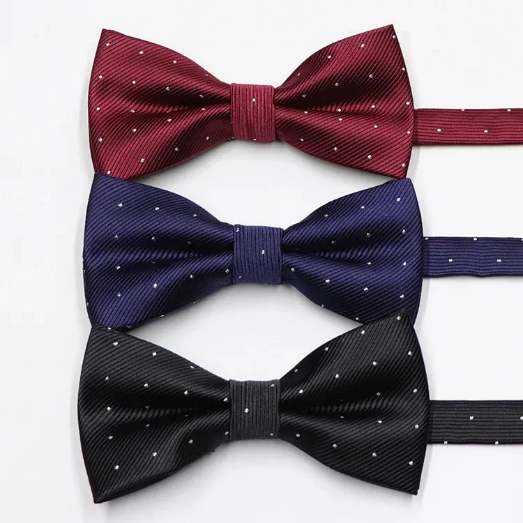 Korean Fashion Dot Collar Wedding Gift Silver Dot Bow Formal Dress Bow Fashion Mens Bow 250407
