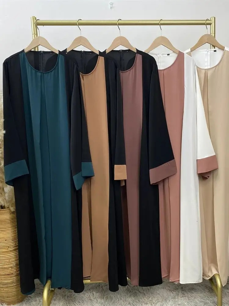 Ramadan Eid al Fitr Muslim Abaya Dubai y Splicing Two Women Kaftan Humble Dress Islamic Moroccan 250409