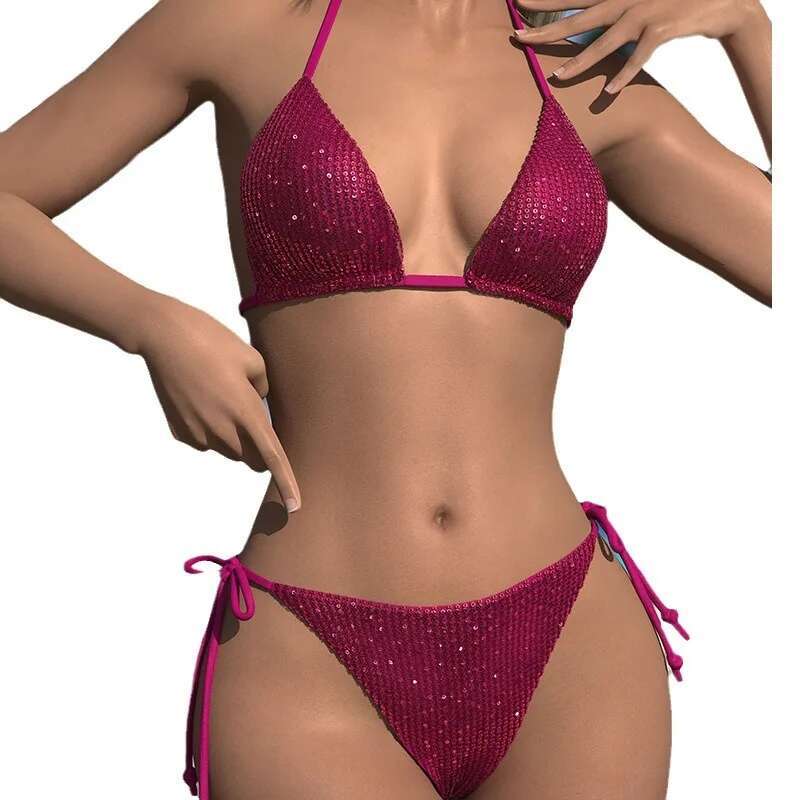 New Sequin Divided System with Swimsuit Triangle Women's Multi-color Bikini