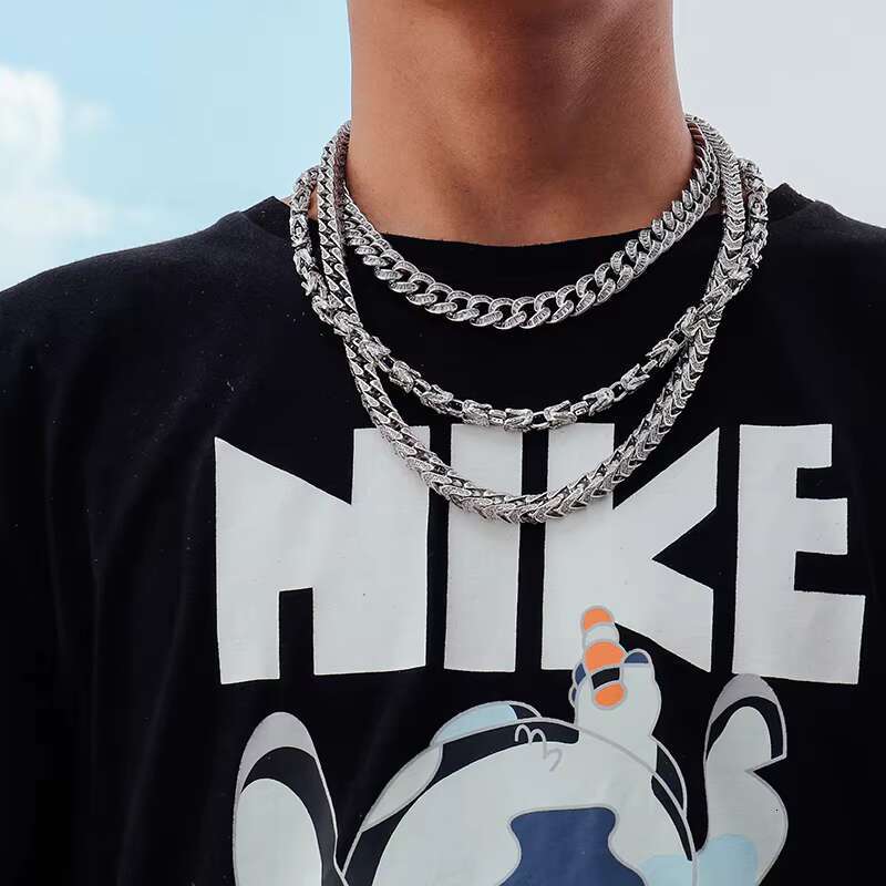 Provence Hip Hop Bling Rapper Jewelry VVS Moissanite Necklace Iced Out Gold Cuban Link Chain
