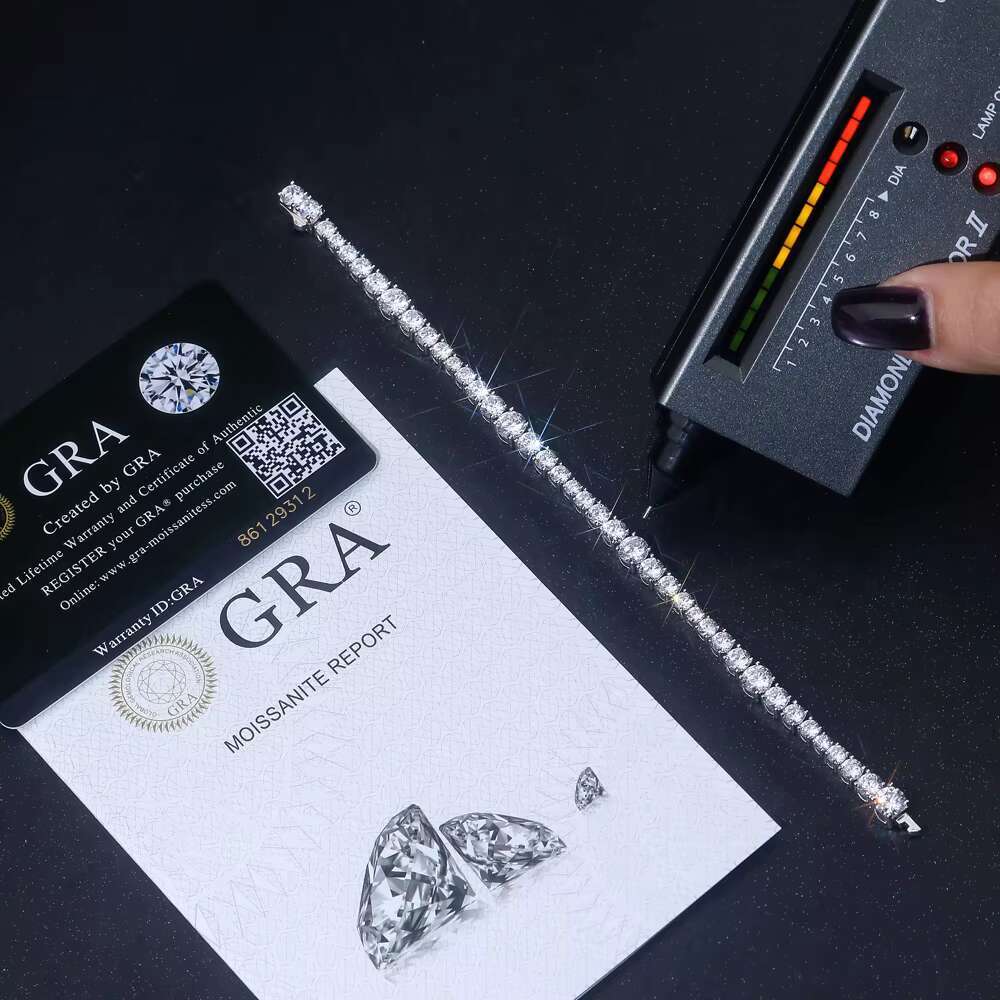 Wholesale Custom Fashion 925 Silver Lab Diamond GRA Moissanite Zircon Tennis Sterling Bracelet