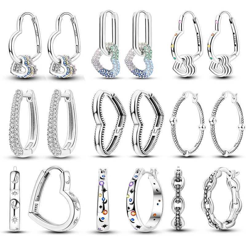 925 Sterling Silver Hoops Cycle Moon Shining Cubic Zircon Piercing Studs Earrings Fine Engagement Jewelry For Women Gifts Z250408