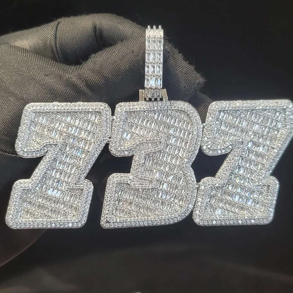 Personalized Solid Back Name Necklace Chain Custom Iced Out Number&Letter Pendant Birthday Gift Icy Baguettecz Hip Hop Jewelry