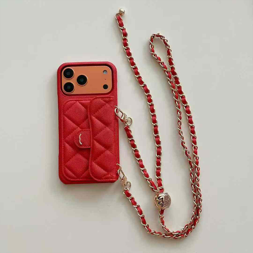 17 Pro Max Designer Phone Case leather Cross Body Phones Cases for iPhone 12 13 14 15 16 ProMax Leather Cases Luxury Chain Phones Cover Card Holder Coin Wallet