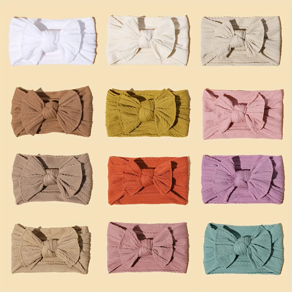 12 pieces/set of baby nylon headband hair bow elastic hair handmade hair accessories suitable for baby girls borns infants toddlers and children 25040