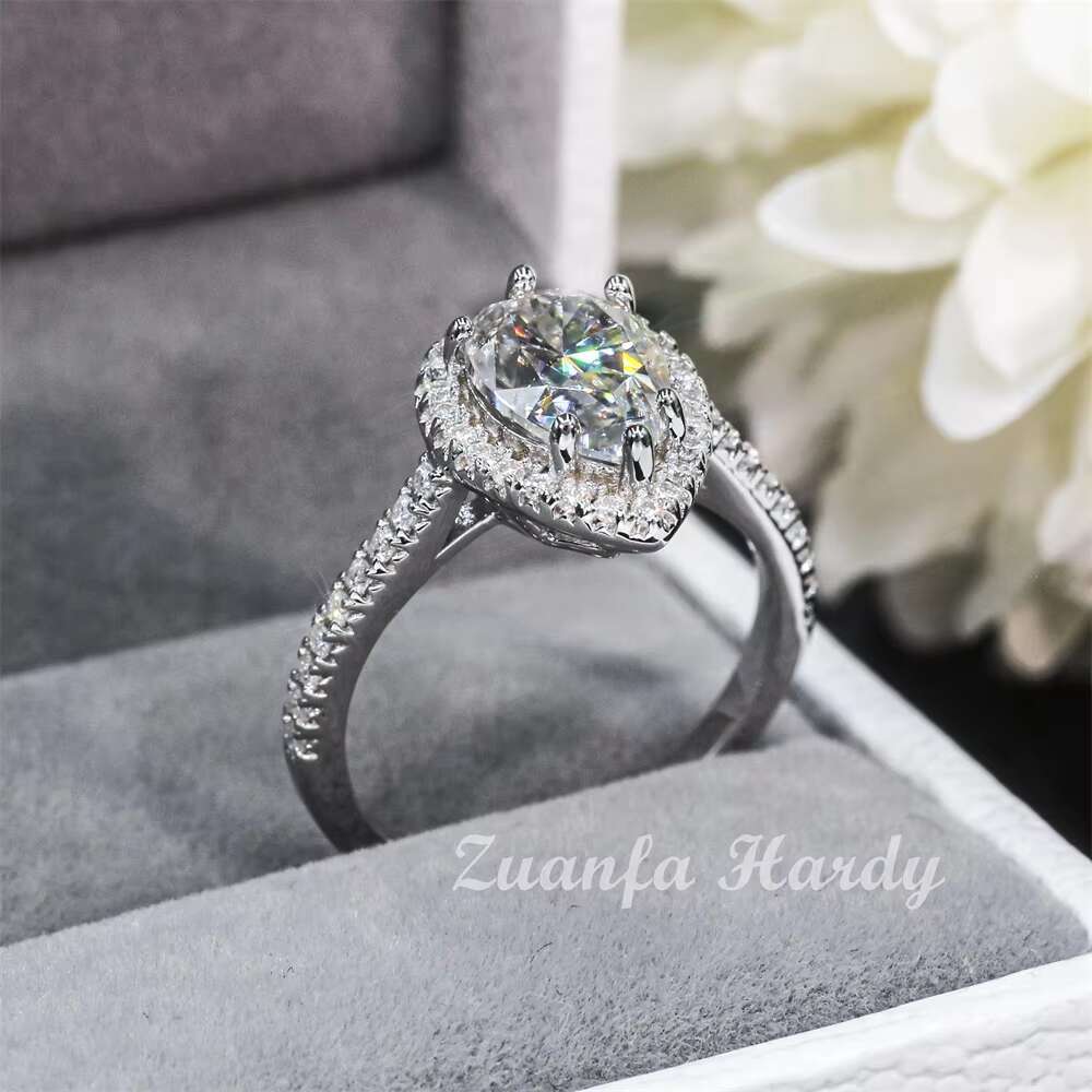 S925 Sterling Silver 9K 14K 18K Solid Gold GRA Certificate D VVS 2ct Hola Band Moissanite Diamond Gold Engagement Ring