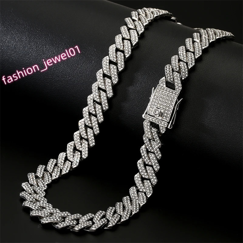 ZAKOL Hip Hop Rock Cuban Chain Necklace For Men Silver Color 2 Rows Rhinestone Paved Miami Clavicle Chain Choker Jewelry Gifts