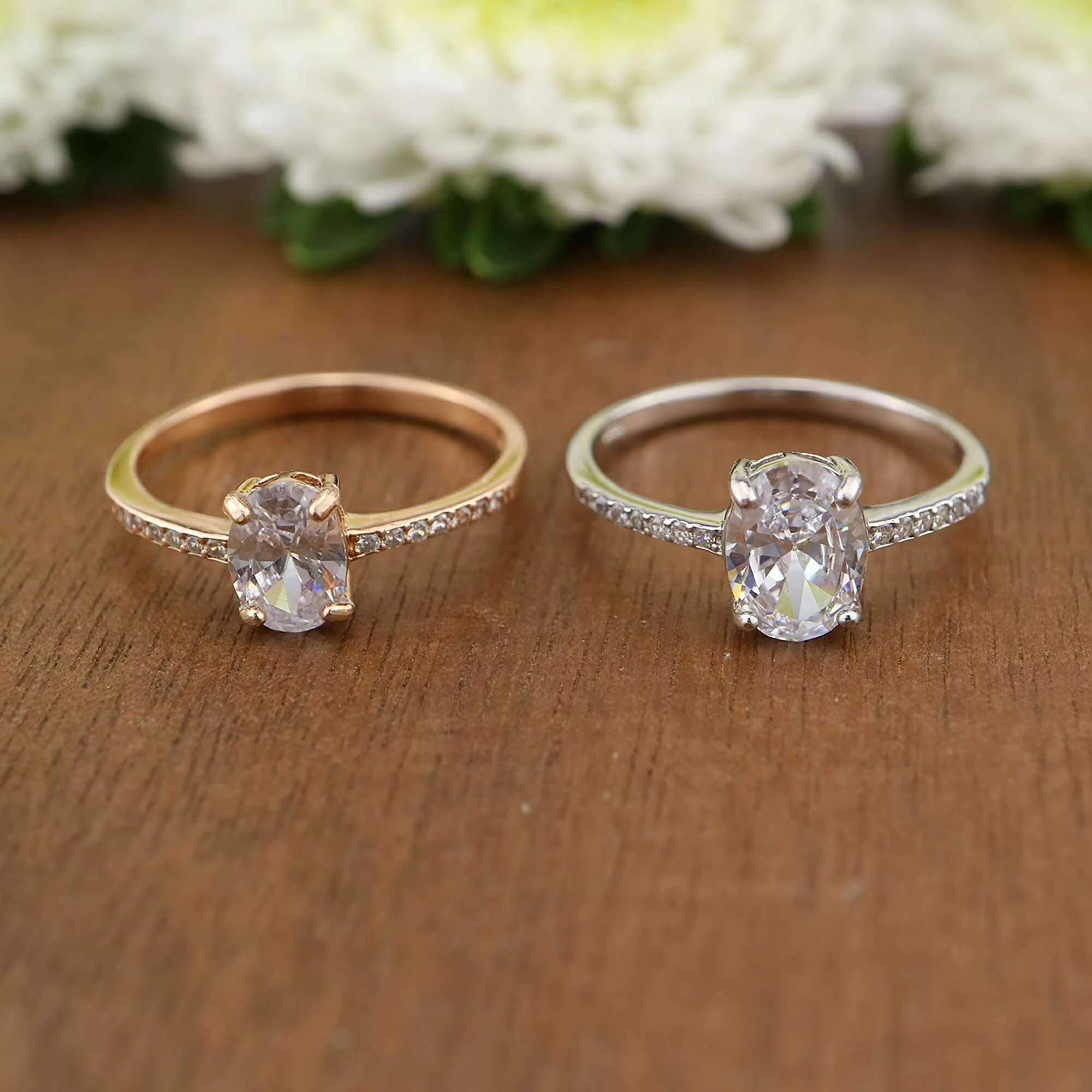 Hot Selling 5ct Classic Oval Moissanite Engagement Ring Solid 14k 18k Gold Rings Bridal Wedding Ring Band