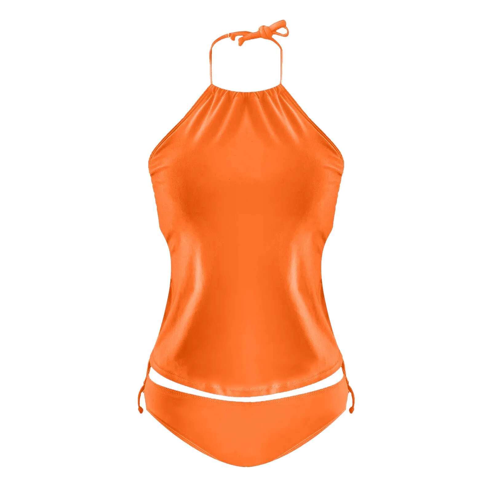 Dongdumaoyi Women S Piece Outfits Swimwear Bikini Set Coquette Sexy Halter Sleeveless Backless Crop Tops Solid Color Panties Beachwear