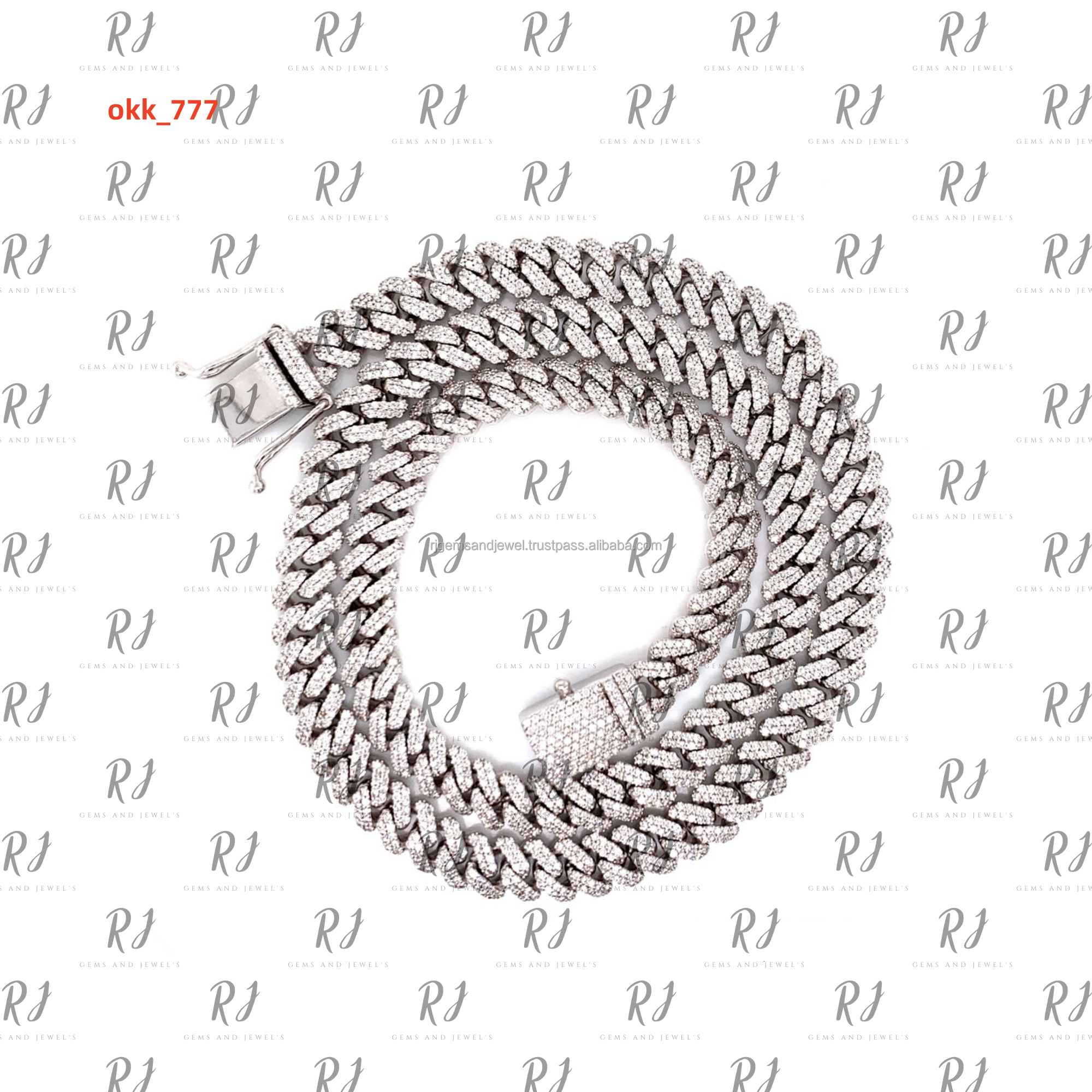 Iced Out Moissanite Cuban Link Chain 15mm Silver Cuban Necklace for Mens at Wholesale Price