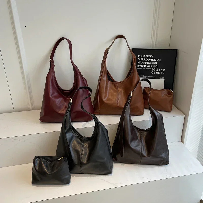 High Quality Large Capacity PU Tote Bags Simple Solid Hasp Classic Commute Style Shoulder Bags for Women Fashion 250408
