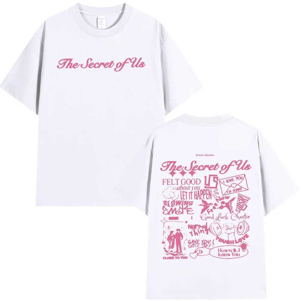Grace Abrams Our secret T-shirt mens cotton casual short sleeved T-shirt fashionable hip-hop Harajuku oversized T-shirtXJ250409