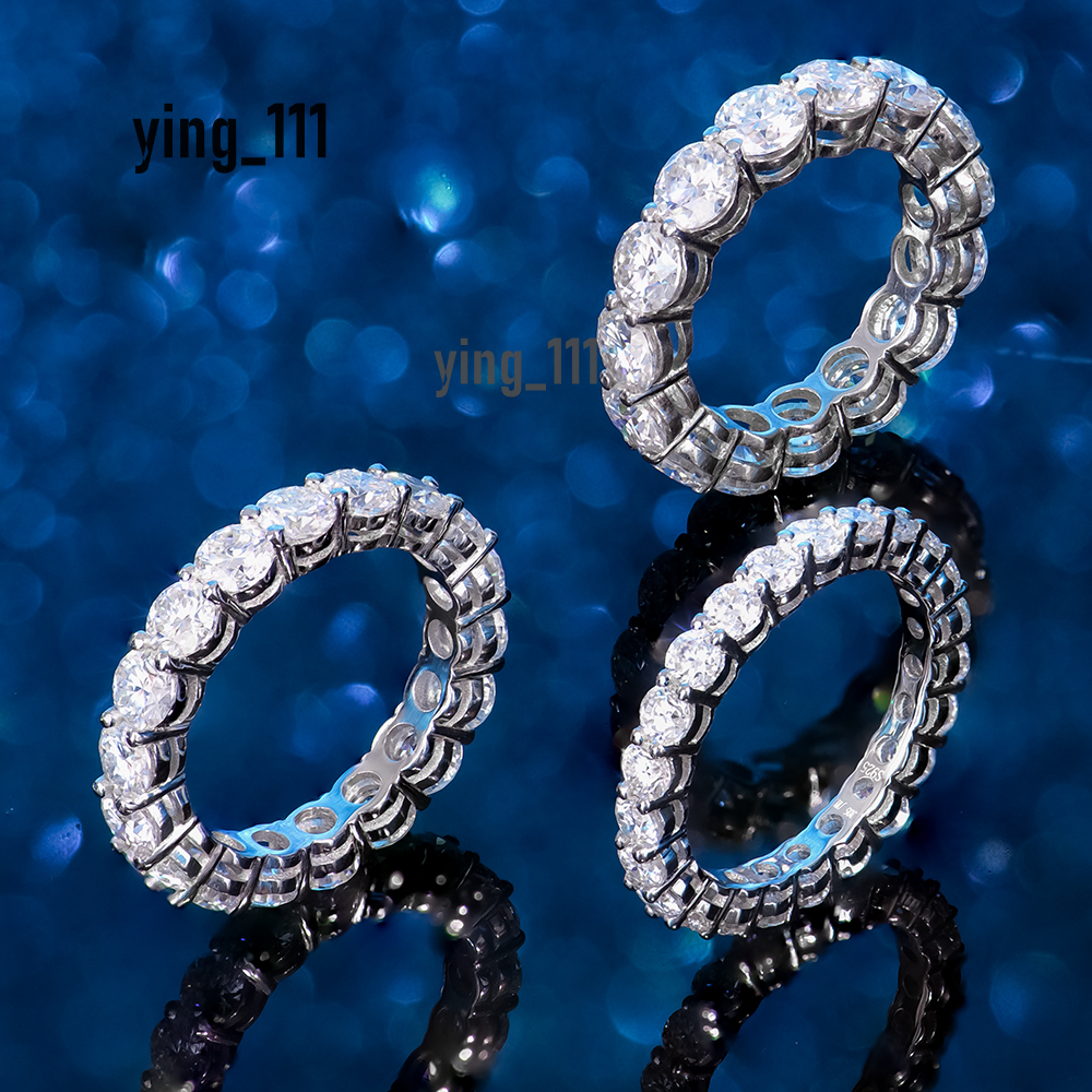 High Quality Fine Jewelry Women Hiphop Iced 3mm 4mm 5mm 6mm 925 Silver Gra Vvs Tennis Diamond Mossanite Moissanite Ring