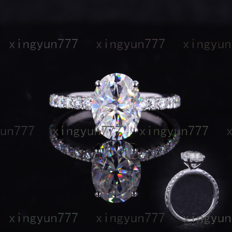 Classic and Popular Style Oval Brilliant Cut 9x7mm Moissanite Diamond and Lab Grown Diamond Engagement Ring