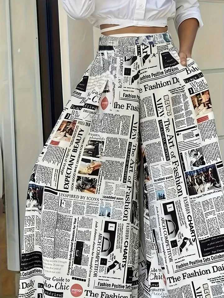 Letter Print wide leg casual loose pants suitable for spring and summer womens clothingXJ250403