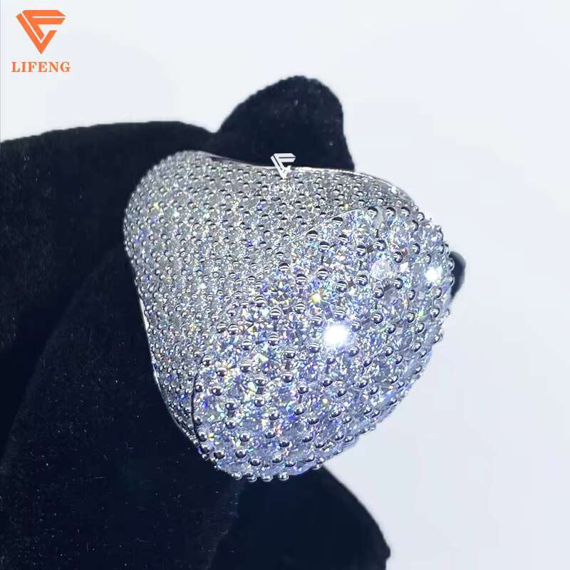 Lifeng Luxury Fully Diamond Ring VVS Moissanite White Gold Oval Shape Wedding Engagement Party Ring Women Made Sterling Silver