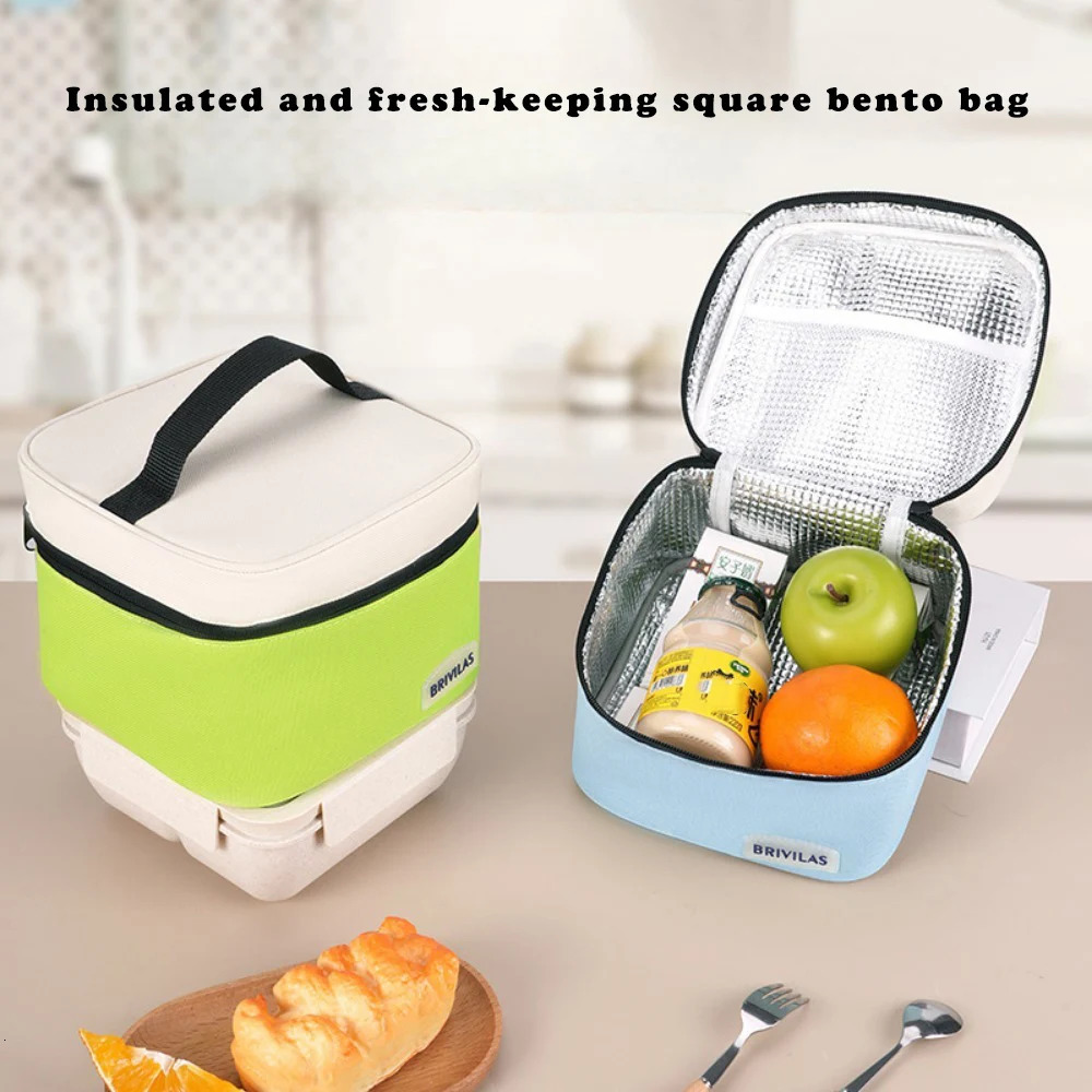 Square insulated bag waterproof and oil resistant large capacity lunch student work portable 250408