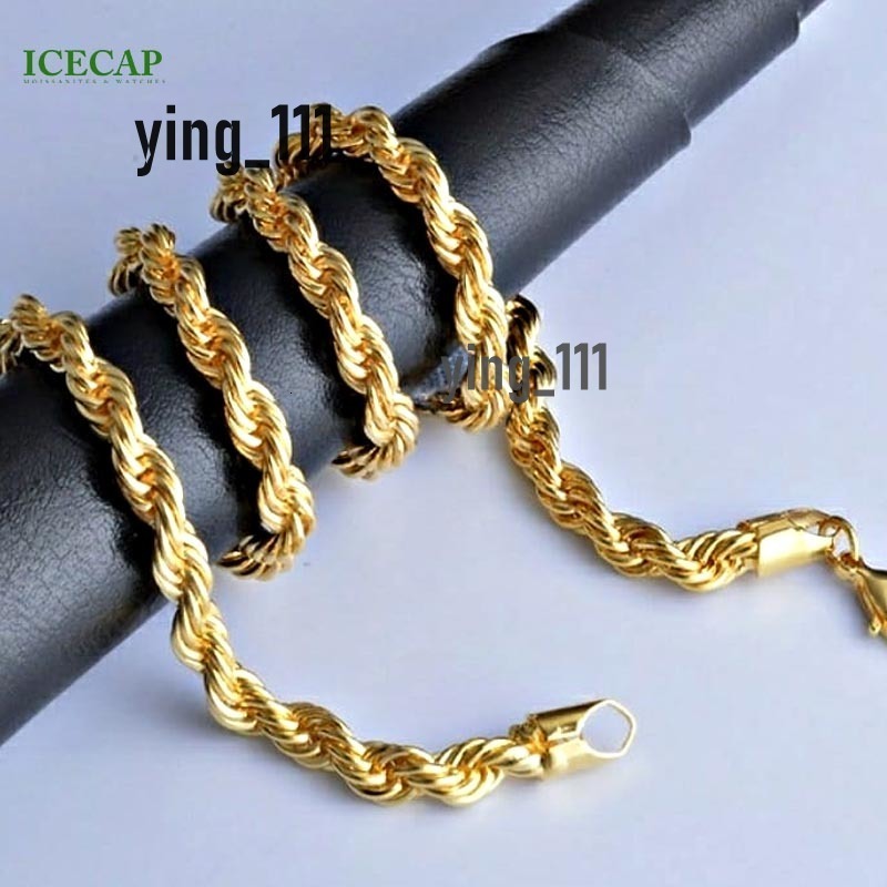Custom Rope Chain Men Women Necklace Gold Plated 925 Silver Hip Hop Pendant Chain Necklace