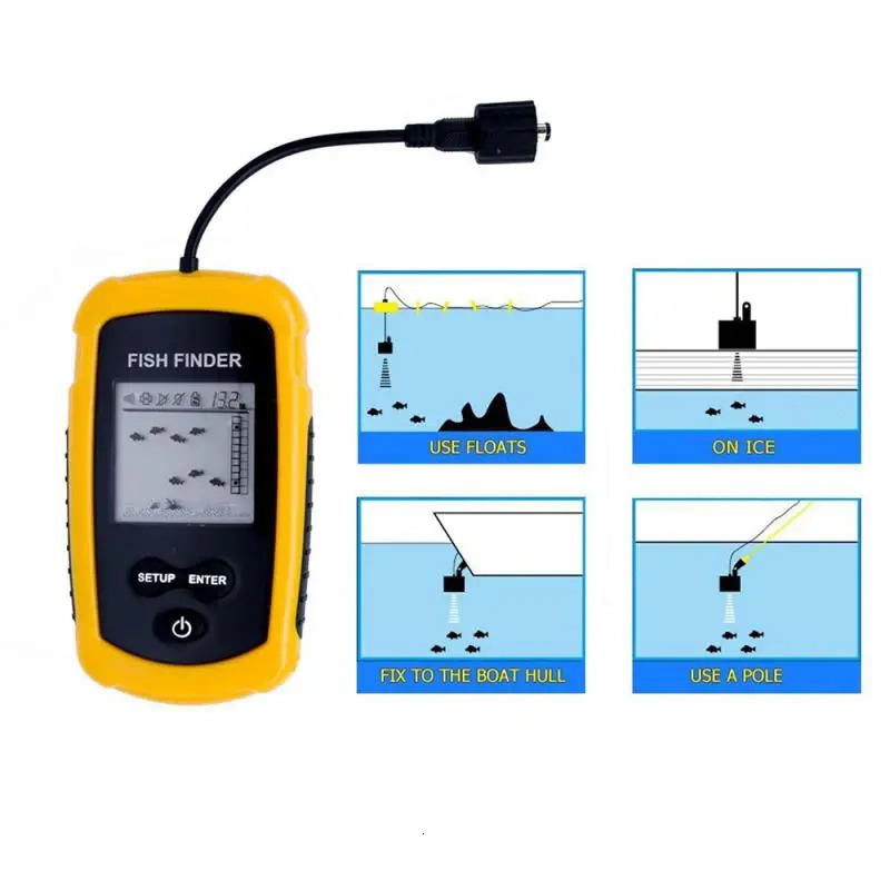Lucky Fish Finder portable sonar sensor alarm sensor Fishfinder 0.6-100M sensor depth detector Fish accessories 250409