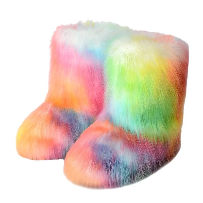 Y2K Winter Boots Women Faux Fur Snow Boots Warm Platform Long Boots Cute Plush Over Knee High Boots Girls Outdoor Furry Shoes 251107 - view 7