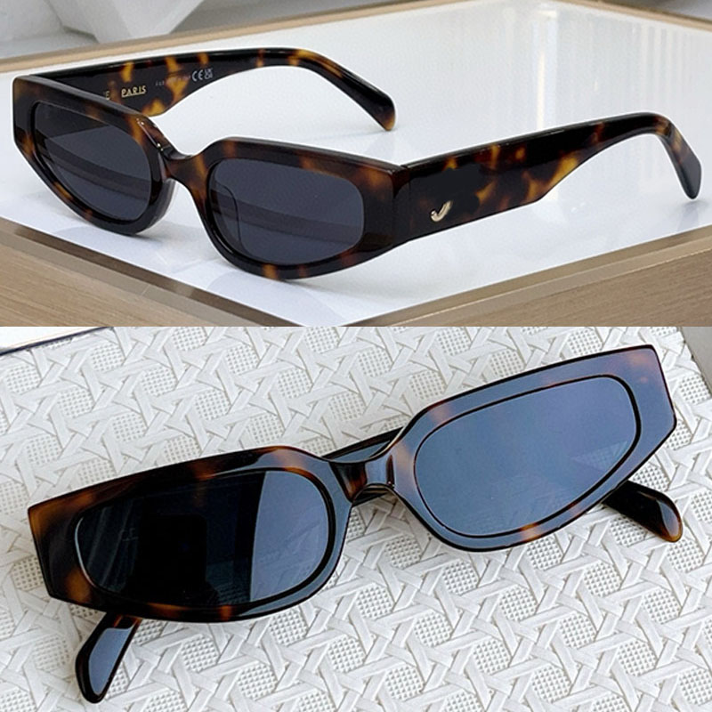 Elegant Miss Rectangular Sunglasses Vintage Tortoiseshell Acetate Small Frame Eyewear 40269 Silver Pattern on the side Summer Travel Leisure UV Protection