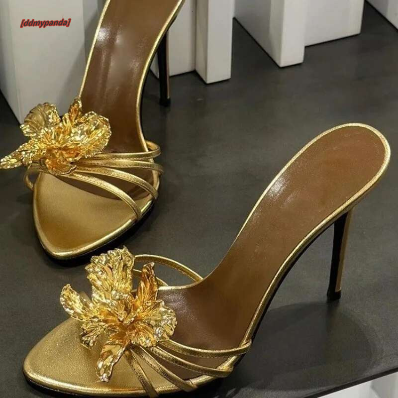 High-heeled Sandals for Women Fashion Pointed Head Shallow Mouth Crystal wer Set Foot Anti-slip Wear Slippers ddmypanda