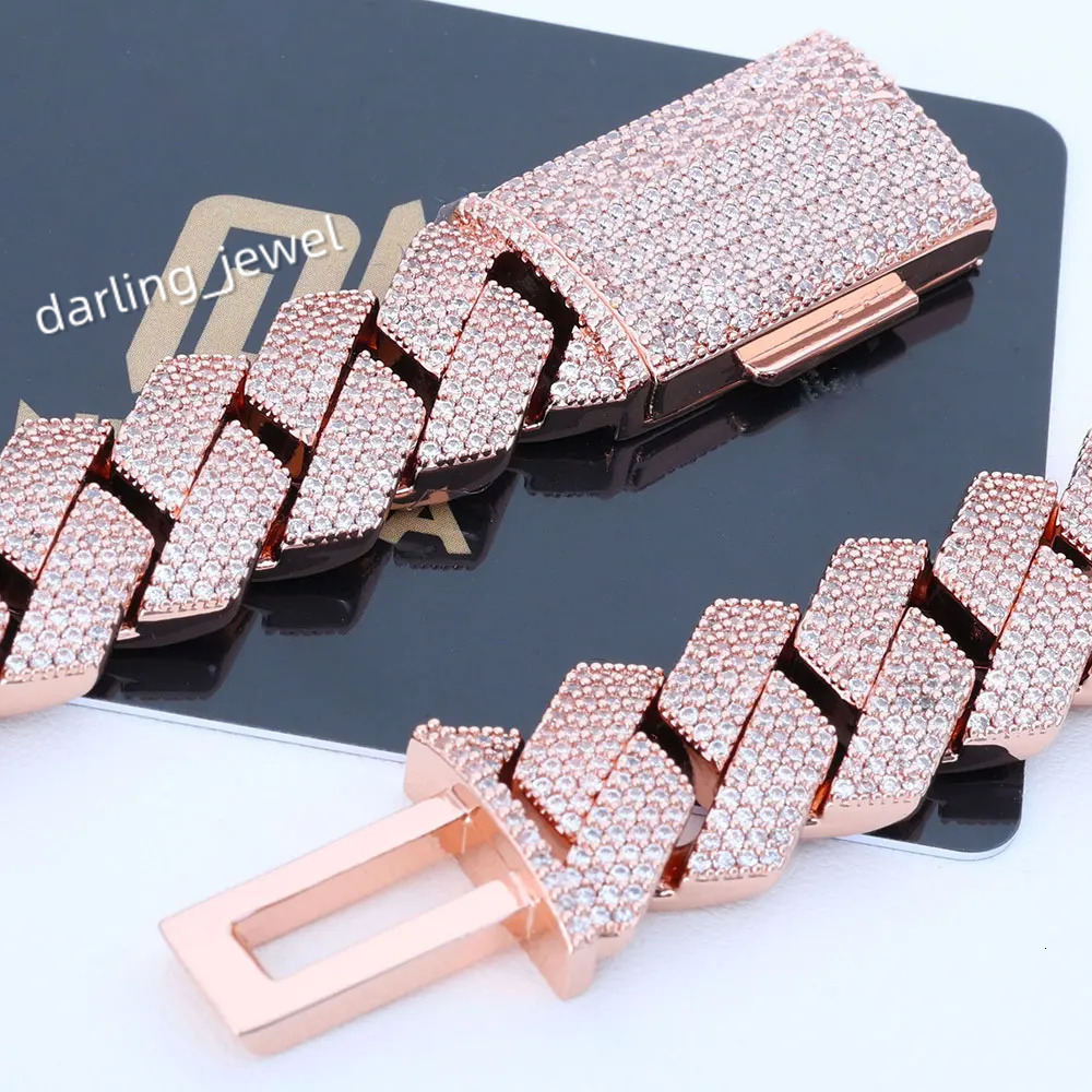 Hip Hop Jewelry 15mm Rose Gold Plated Cuban Link Chain Luxury Women Man Bling Full Iced Diamond Cuban Necklace Christmas Gift