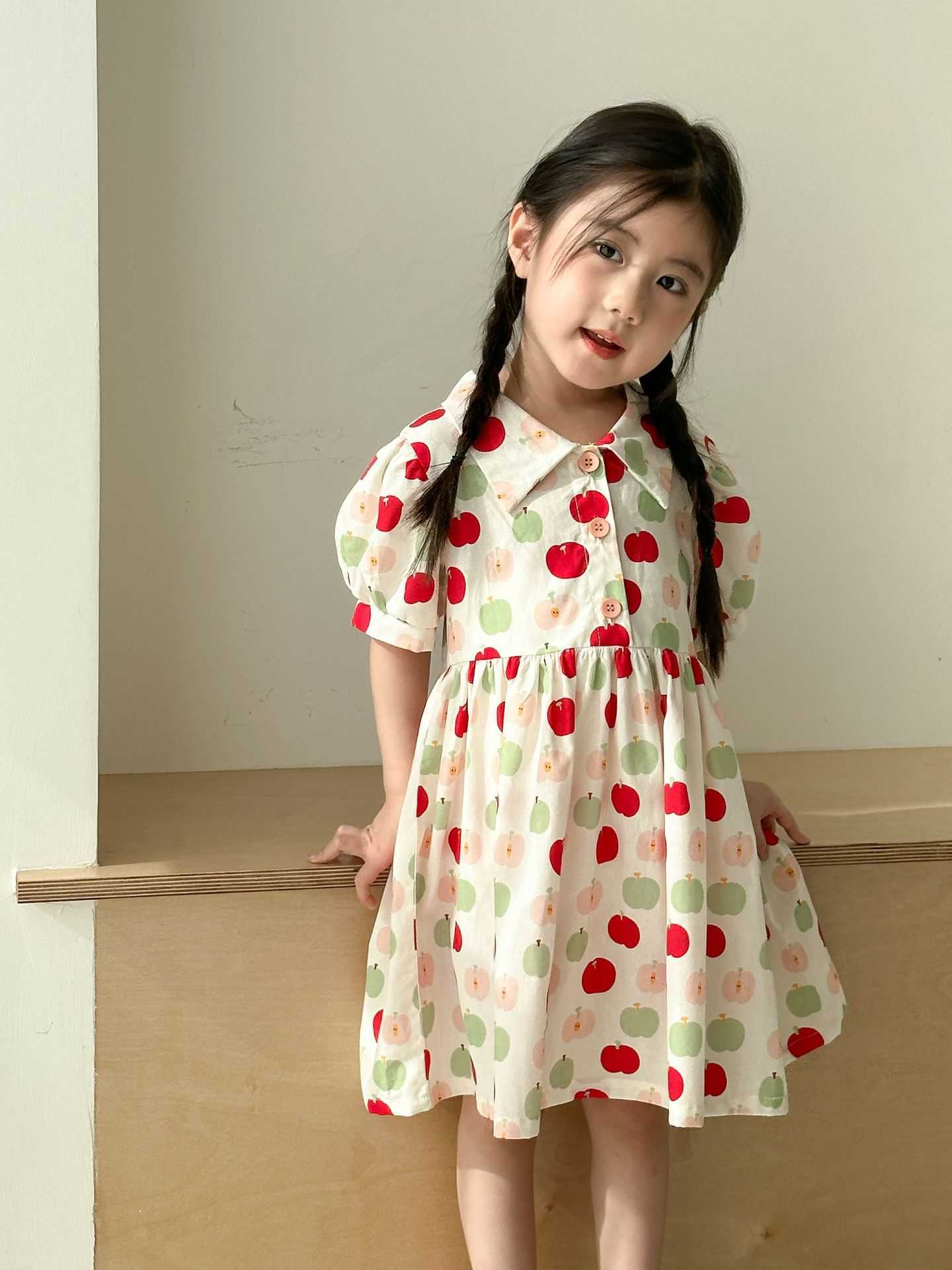 Childrens summer shirt set stylish pure cotton boys 2025 new style baby girls short sleeved dress siblings outfit S2548