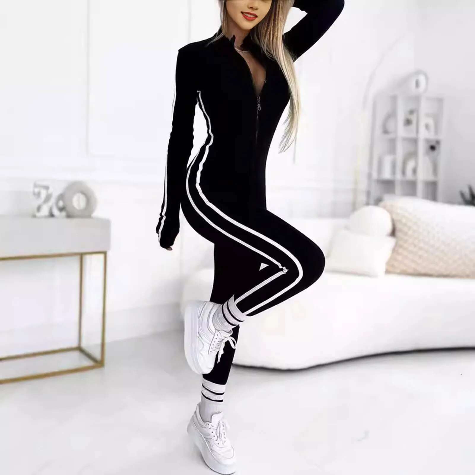Yoga Set Women's Jumpsuits One-Piece Suit Zipper Short Sleeve Gym Push Up Workout Clothes Fiess Bodysuit Sportswear Tracksuit