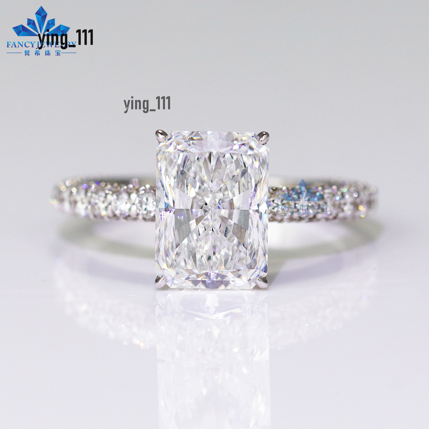 Custom Engagement Wedding Ring Jewelry 18k Solid Gold D VS1 Radiant Cut 3ct Lab Grown Diamond Ring