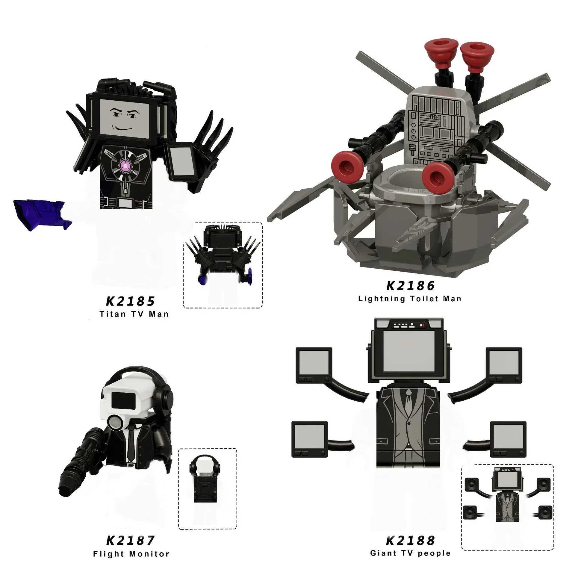New Skibidi toilet animation cartoon building block doll camera speaker TV person astronaut mini action building block toy digital building block X250