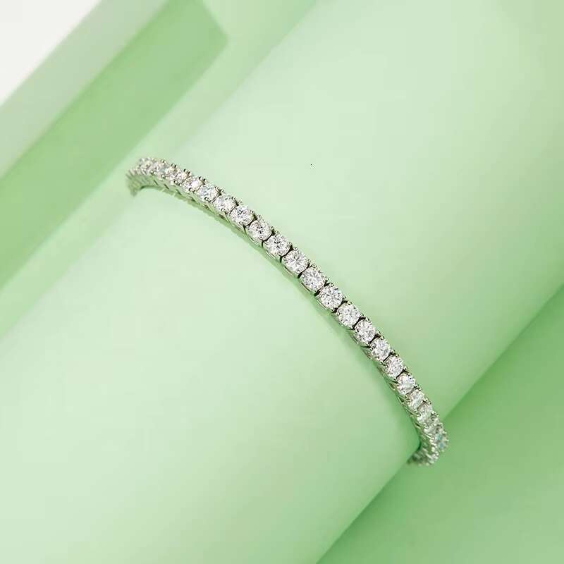 D VVS Moissanite Sliver 925 High Quality 18K White Gold Plated Tennis Bracelet