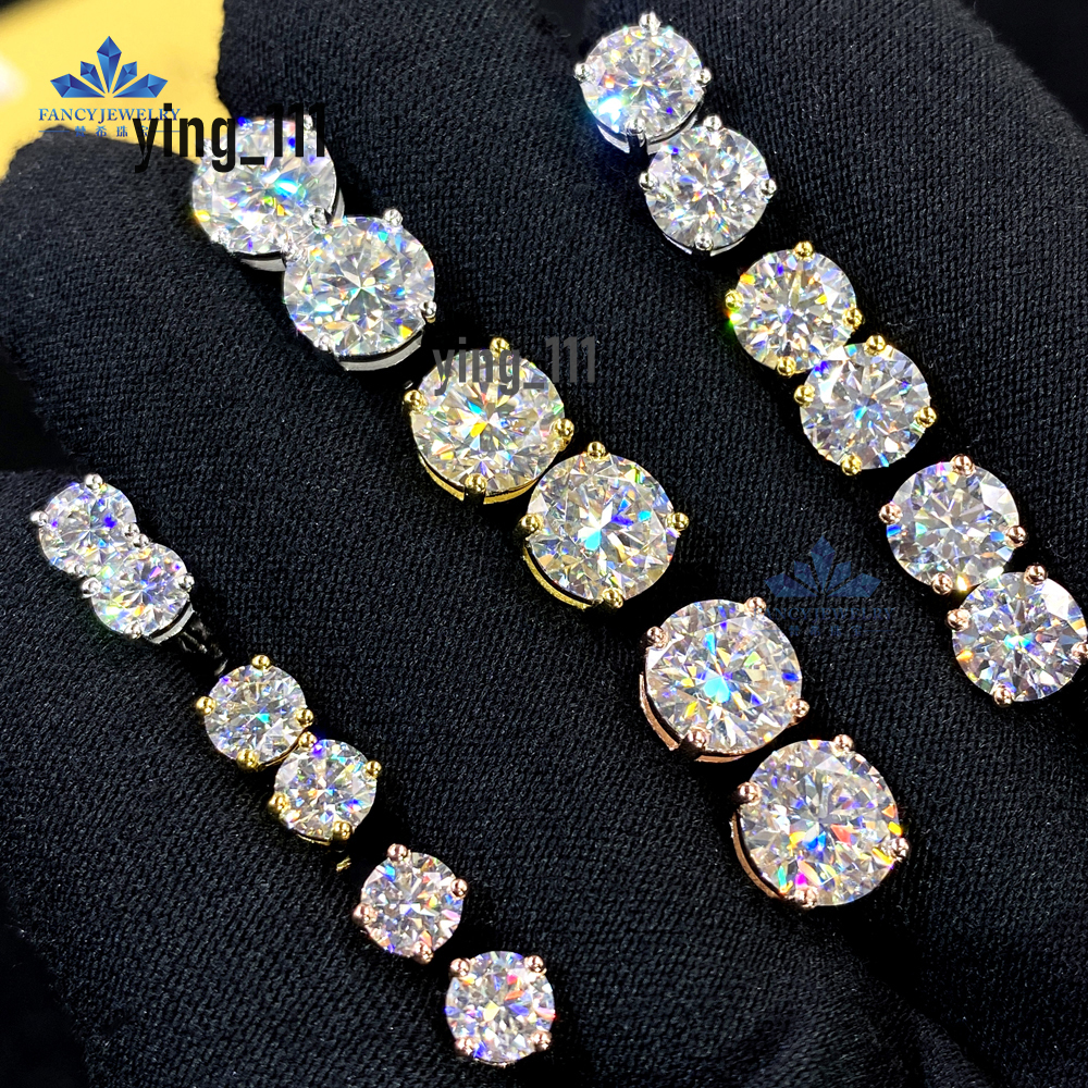 Professional Technical Suppliers High-End 5mm 6.5mm D VVS Moissanite 925 Silver Earrings Trendy Gold Plated Party Gifts
