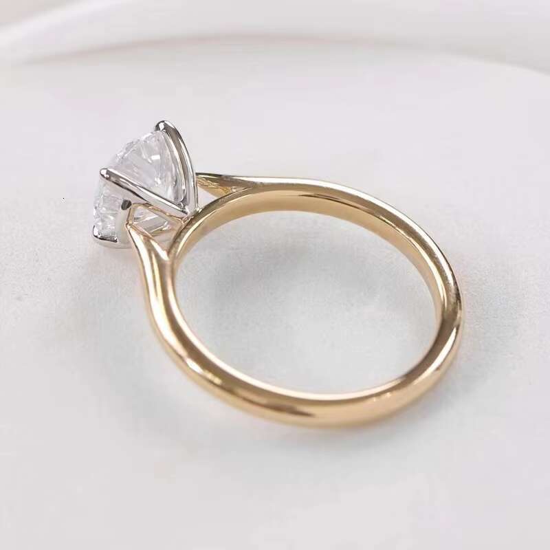 Customized High Jewelry 2ct Moissanite With GRA Certificate Gold Ring Classic 4 Claws 18k Yellow Gold Wedding Ring