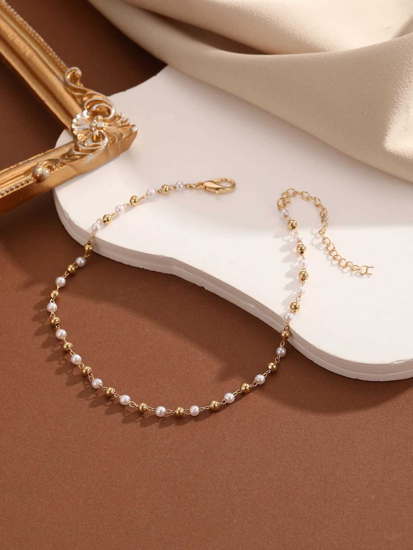 QIAMNI Imitation Pearl Beads Chain Anklet for Women Girls Leg Bracelets Bodychain Gifts Summer Beach Accessories Wedding Jewelry Z250408