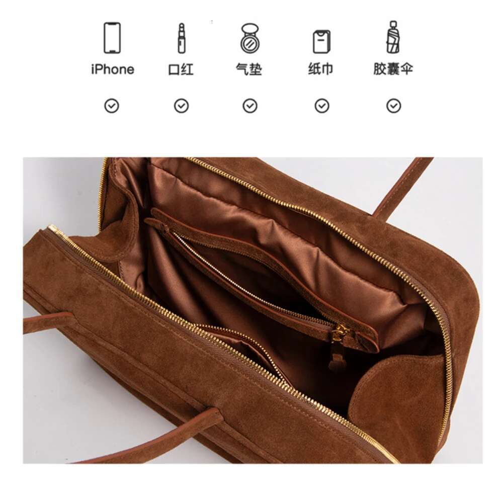 Simple Minimalist Design Top-Handle Satchel All-Match Matte Suede Cow Leather Women Shoulder Bag Commuter Office Briefcase