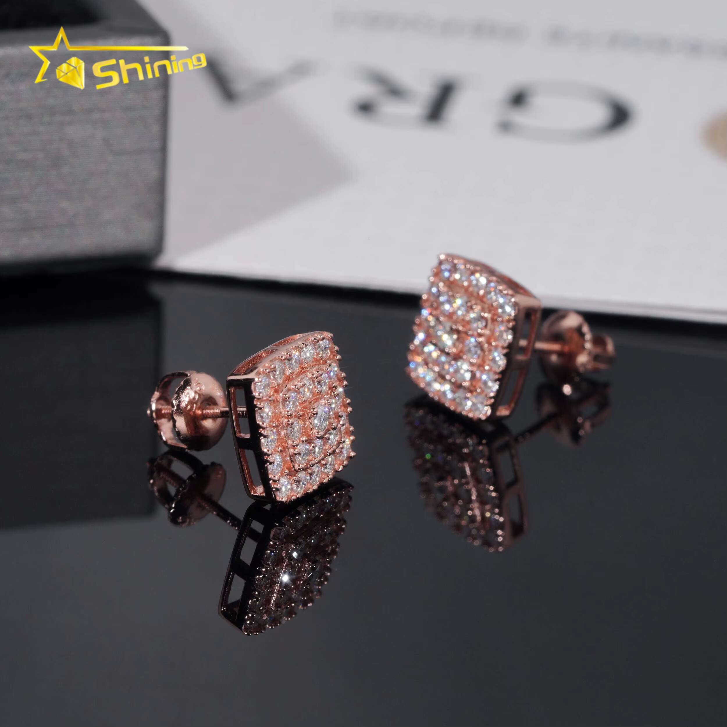 Luxury Earrings Sterling Silver 925 VVS Moissanite Diamond Lab Diamond Hip Hop Jewelry Stud Earrings