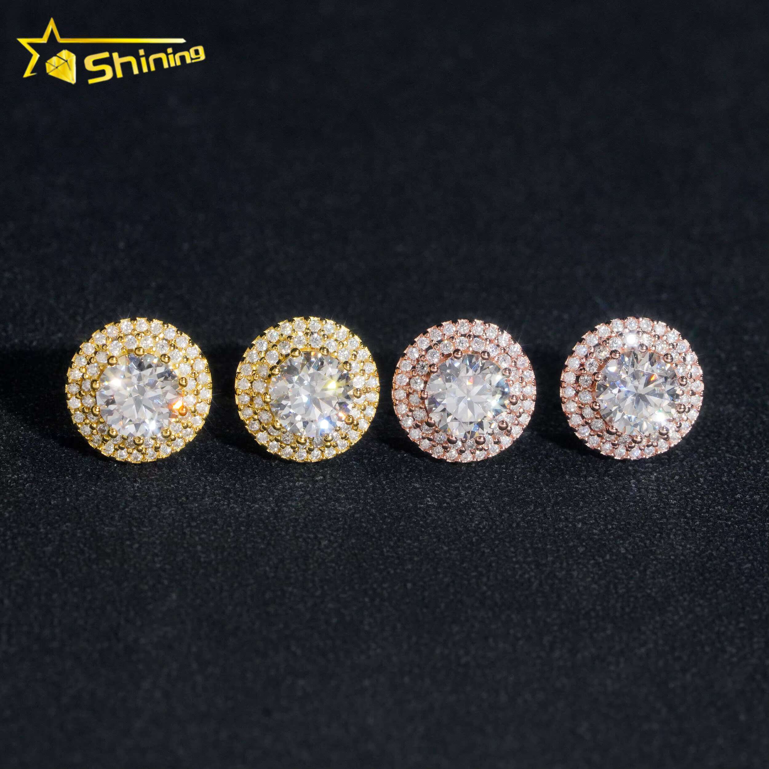Rapper Hip Hop Jewelry Pass Diamond Tester 925 Sterling Silver VVS Diamond Moissanite Stud Earrings